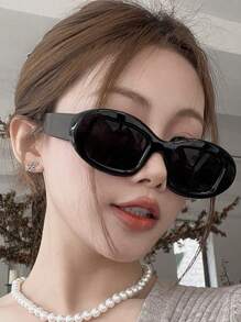 1 件女士复古粗框 Y2K 椭圆形撞色眼镜，时尚个性化学院风欧美嘻哈街头户外派对海滩音乐节百搭眼镜，适合街头摄影，派对椭圆形墨镜 - 彩色 - 查看 7