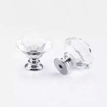 4pcs Crystal Diamond Knob Pulls - Polished Metal Finish, Arched Style, Crystal Material, Suitable For Wardrobe And Cabinet Doors - Transparent White - View 2