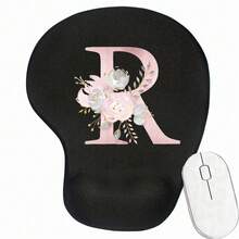 Pink Flower Letter Wrist Rest Mouse Pad Comfortable Hand Rest Support Non Slip Mice Mat Soft Pink Mouse Mat Deskpad For PC Laptop Computer - Black - View 10