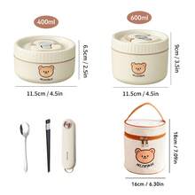 1pc 304 Stainless Steel Thermal Insulated Lunch Box With Cute Bear Pattern, Portable Leak Proof Bento Box With Lid & Handle, Microwave Fruit Salad Food Storage Container, Reusable Meal Prep Box For Student Adult Use In Home, School, Office, Picnic - Multicolor - View 15