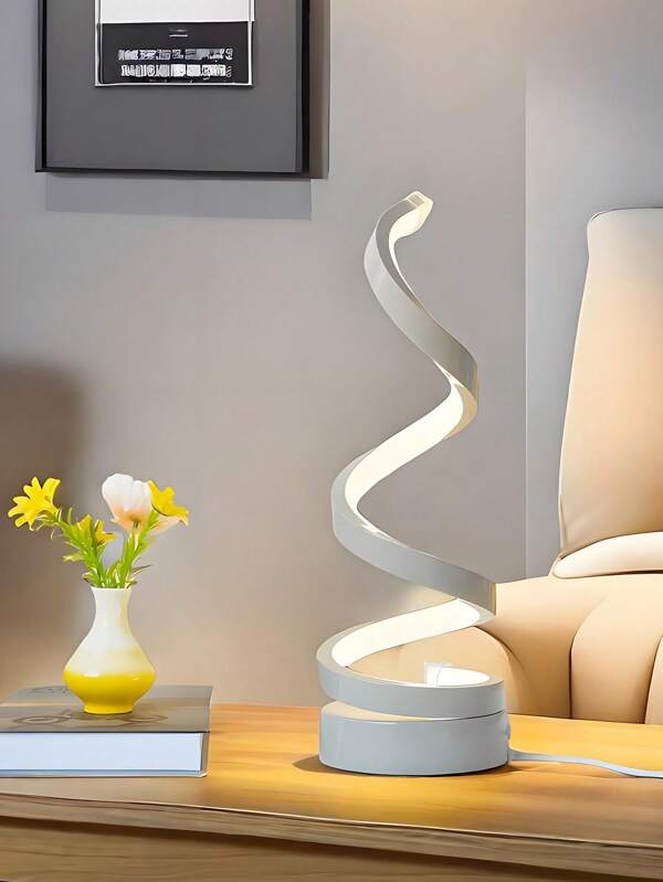 Fashionable Spiral LED Desk Lamp, Modern Minimalist Adjustable Lighting Table Lamp With Iron Base, Creative Arc Design, Suitable For Living Room, Bedroom, Office Or Bedside As Gift