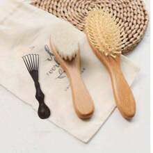 Hair Brush With Wooden Handle For Mother, Natural Soft Goat Bristles Cradle Cap Brush, Gentle Cradle Cap Care, Perfect Scalp Grooming Product,Hair Brush,Comb,Hair Tools,Hair Products And Accessories For Barber Salon Beauty Travel Essentials