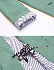 Kikibell Rain Jacket Women Striped Lined Hooded Lightweight Raincoat Outdoor Waterproof Windbreaker - 青色不透明 - 查看 5