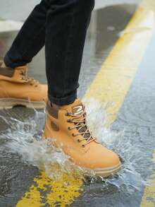 Unisex Steel Toe Work Boots, Lightweight Impact‑Resistant, Breathable Soft Sole For Warehouse Office Daily Commuting Outdoor Hiking - Yellow - View 5