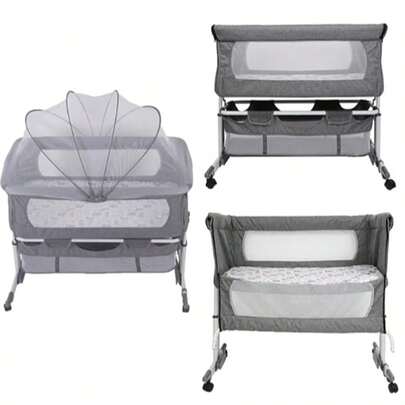 Cunas con mosquitera de 92 x 58 x 70-90 cm, cuna con ruedas, cuna de viaje, cuna de juego con altura regulable, cuna de viaje portátil para niños.
