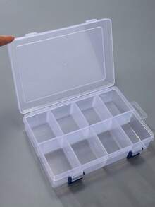 1pc Thick PP Material Transparent 8-Grid Metal Parts Storage Box With Removable Dividers, Suitable For Beads And Small Items Organization, Room Decor - Clear - View 2