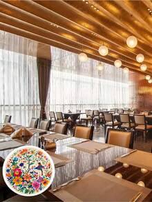 2 Stücke/4 Stücke/6 Stücke/8 Stücke vibrant mexikanischer Stil Blumen und Vögel runde Tischsets, 37,5 cm Leinen Tischdecke, mit bunten Blumen und Kolibris - geeignet für Outdoor-Partys, Küche und Esszimmer Dekoration, vibrant Geschirr für Partytische