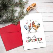 1pc Funny Christmas Card Hen Christmas Card, Cute Christmas Gifts From Chickens - Multicolor - View 4