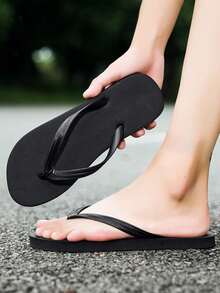 Men's Casual Flip Flops, Black, Plus Size, Summer - Black - View 2