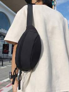 1个极简男士胸包，防水尼龙单肩腰包，多功能户外水壶腰包，学院风腰包，适合开学第一天，男士腰包，徒步旅行配件包，防水背包