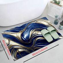 1 Stück goldene Samt Blau Abstrakte Kunst Flur Matte, Luxuriöser dekorativer Wohnzimmer Teppich, Weiche bequeme Lässig Laufmatte rutschfest waschbar Küchenboden Matten, Rutschfest Diatomit Küchenteppich, Küchenmatten - Verschiedenfarbig - Übersicht 12