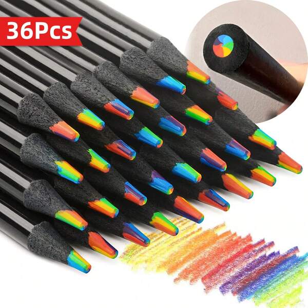36pcs/12pcs Wooden Colored Pencils, 7-Color Combined With 1 Lead, Colored Drawing Pencils. It Is Suitable For Painting, Doodling, Sketching, Coloring, DIY Art Painting Creation, And Is An Excellent Drawing Pencil