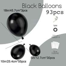 93pcs Black Balloon Garland Arch Set, Suitable For Graduation Celebration, Boy Girl Children Birthday, Baby Shower, Party Decoration - Black - View 2