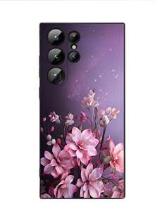 紫色花卉图案防摔防滑黑色手机壳，适用于三星 Galaxy A04e/A05s/A13/A14/A15/A34/A35/A50/A52/A53/A54/S21/S22/S23/S24/S25/S25，超强防水防震防刮，国际版，非国内版 - 黑色 - 查看 7