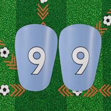 1 Pair No.9 Numeric Football Shin Guards - Durable Football Gear, Fashionable Sports Design, Provides Comfort, Unisex Football Accessory