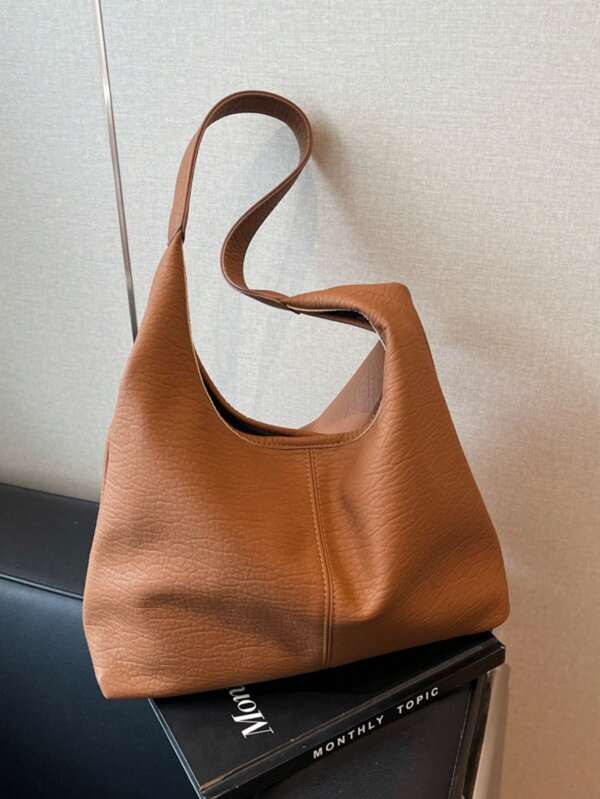 Bolso de mano para mujer de un solo color, bolso de hombro versátil y casual, bolso doble con estilo elegante
