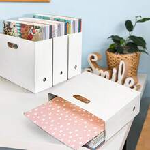 Hộp đựng giấy scrapbooking cỡ lớn, có thể gấp gọn, dung tích 3/1, giá đựng sách để bàn, hộp đựng giấy scrapbooking, hộp đựng tài liệu bằng nhựa. - Nhiều màu - Xem 7