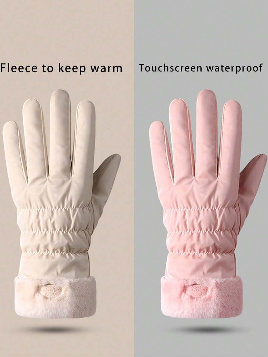 1 Pair Women's Waterproof Winter Gloves, Warm Windproof Thermal Lined Touchscreen Gloves For Cycling, Driving, Outdoor Activities Prevent Rain Autumn Accessories