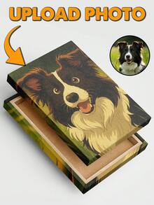 定制宠物肖像插画，独特风格，个性化帆布墙画，宠物爱好者礼物，送给狗主人的独特礼物，手工墙画 - As Shown - 查看 3