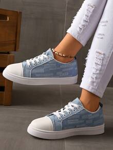 Soft Sole Casual Sneakers, Versatile Bread Shoes For Spring, Summer, Autumn, Personalized Flat Shoes For Students And Women - Baby Blue - View 5