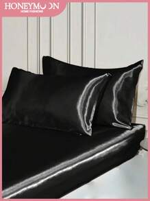 2pcs Premium Silky Satin Pillowcase, Soft & Breathable, Anti-Wrinkle, Gentle On Hair & Skin, Improves Sleep Quality, Without Pillow Insert, Black, Oeko-Tex Certified