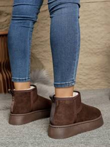 Classic Women Snow Boots With Warm Thermal Lined, Comfortable Padded Boots, Thick Sole, Fashion Brown/Coffee