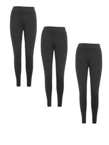 3 PACK Casual Versatile Simple Seamless Solid Color Leggings - Black - View 1