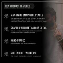 Fe Foundry Men's 8mm Shell Pearl ManMade Bracelet [Small Medium Large And Adjustable Sizing Options] Marlow Refined HandCrafted Jewelry Designed By Jewelers Fed For Men [Marlow] - Thép không gỉ - Xem 3
