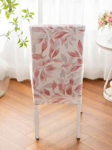 1pc Refreshing Leaf Print Dual Color Chair Cover, Home Decor Multifunctional Fit Any Occasion,Fall Decor,Autumn Decor,Room Decor - Baby Pink - View 3