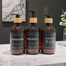 500ml Shampoo Dispenser 3 Pieces Set, Bathroom Shampoo, Conditioner And Body Wash Refill Bottles Back To School