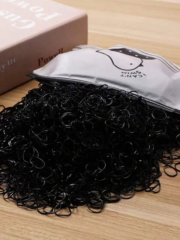 500/1000 piezas Bandas para el pelo negro sin costuras, lazos de goma para el cabello, anillos de goma desechables para el cabello, moños lindos, accesorios para el cabello para mujeres