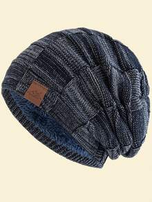 JZML 1件字母裝飾軟款戶外滑雪針織毛帽，附內裡，秋季穿搭 - Fashion Beanie - 查看 19