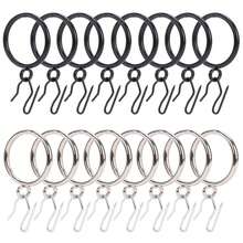 10/30/50 件带钩金属窗帘环、挂环和窗帘钩、窗户淋浴环，直径 38 毫米/1.49 英寸（黑色、银色）