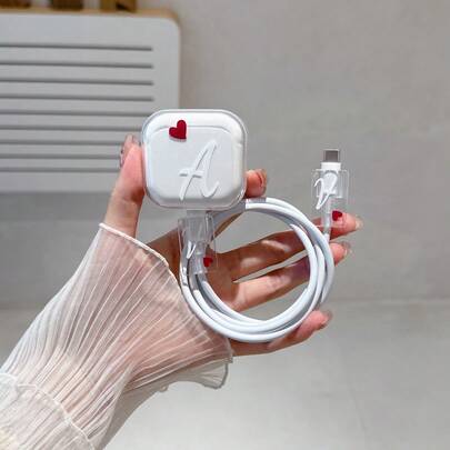 3 件英国插头适配器盖套装，带字母 A 和心形设计，适用于 20W Apple 快速充电器，充电器电缆保护套，电缆保护器，充电器配件，手机配件
