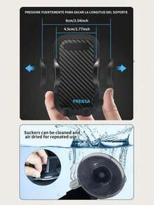 1pc Rotatable Suction Cup Car Phone Holder, Windshield/Dashboard Mount For IPhone/Android, Washable & Reusable - Black - View 2