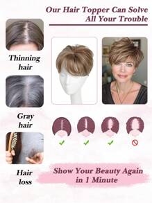 nimoki Hair Topper, Short Wiglet Hair Topper For Women With Thinning Large Coverage Synthetic Top Crown Hairpiece For Women