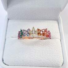 1 件多巴胺彩色宝石戒指时尚轻奢戒指 - 多巴胺彩寶戒 - 查看 7