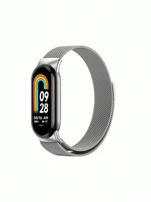 2 件米兰尼斯磁吸不锈钢表带适用于小米手环 8/9/10 智能手表腕带手环腕带适用于小米手环 8/9/10 替换配件 - 彩色 - 查看 7