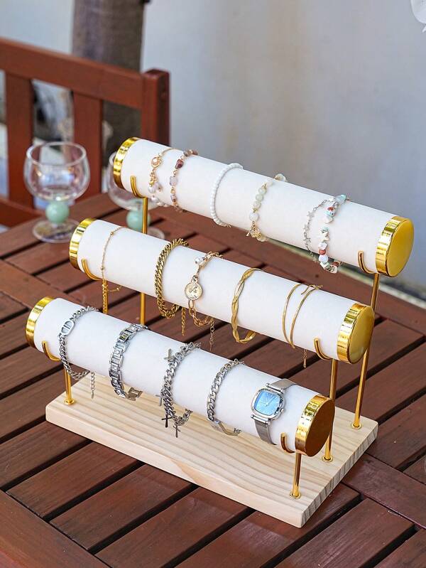 1pc Creative Thickened Velvet Jewelry Display Stand, High-End Metal Bangle, Bracelet, Jewelry Storage Rack - Suitable For Home Organization, Gift For Women Sun Travel Cool Back To School