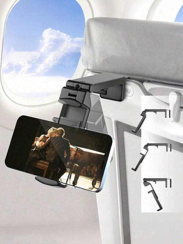 1pc Universal Airplane Shaped Phone Holder With 360 Degree Rotation, Hands-Free, Pocket-Sized Must-Have Travel Accessory, Pink & Black