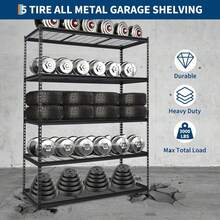 mteryoing Garage Shelving, 5 Tire Storage Shelving Heavy Duty Garage Shelves 3000LBS Load Bearing, Full Metal Shelving Units, Durable Construction, Adjustable Shelves, Easy Assembly - 60 X 24 X 78 Inch - View 5