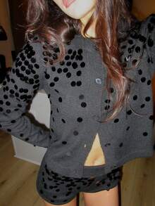 ii Fashionable Black Sequin Decorated Knit Cardigan - Black - View 3