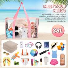 Beach Tote Bag - Waterproof PVC Stadium Approved - Large Transparent Bag Pool, Concert2025 - Hồng - Xem 5