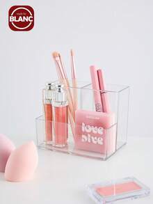 1pc Transparent Multi-Compartment Makeup Organizer Box, Desktop Multi-Function Storage Box For Cosmetic Brushes, Lipstick, Student Pen Holder - Multicolor - View 1