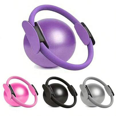 2pcs Set Purple Pilates & Yoga Set - EVA And PVC Fitness Ring And 9.84 Inch Thick Yoga Ball, For Body Stretching, Workout And Postpartum Recovery - Suitable For Valentine's Day, Women's Day, Ramadan, Christmas