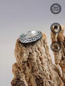 1 Stück S925 Sterling Silber Vintage geflochtener Twist Ring, rotierender Lebensbaum Stressabbau Ring für Männer & Frauen, Geschenk zum Valentinstag, Halloween, Geburtstag, geeignet für den täglichen Gebrauch und Partys, kommt mit Geschenkbox