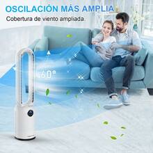 91cm Ventilador de Torre Silencioso,Ventiladores de Torre con Control Táctil y Remoto,3 Modos 3 Velocidades 7.6m/s,Oscilación 60°,Temporizador 12H,Ventilador de Piso Sin Aspas para Hogar Oficina