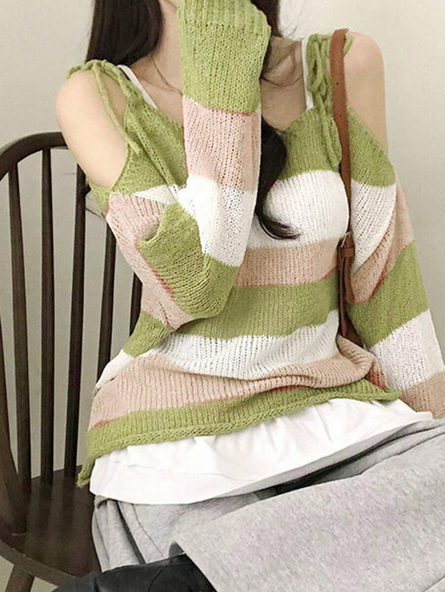 2025春夏女款抽绳长袖上衣 - 彩色 - 查看 1