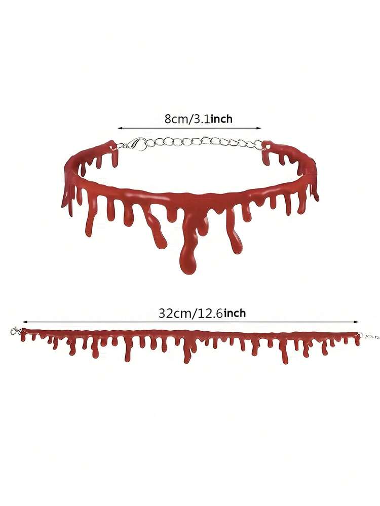 3 pièces Collier qui saigne KMVEXO Halloween pour femmes - Ras-du-cou rouge fait main avec écoulement de sang Bijoux gothiques d'horreur pour les fêtes costumées et la mode effrayante toute l'année - Multicolore - Voir 3