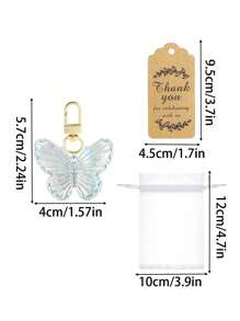 1pc/8pcs/16pcs Creative Butterfly Keychain Set,Colorful Butterfly Keychain Set,Comes With Transparent Hard Cloth Bag,Thank You Label,DIY Keychain,Creative Keychain,Backpack Pendant,Bag Accessories